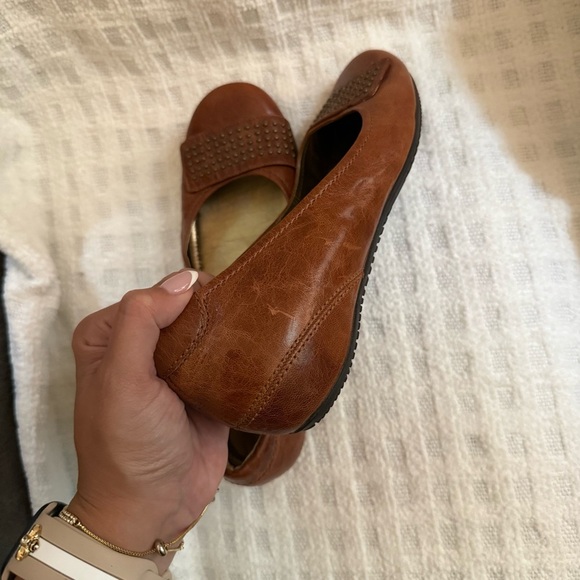 Ecco Brown Leather Slip On Ballet Flats - Picture 6 of 10